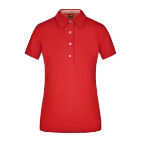   James&Nicholson női galléros póló Plain Piqué 195 piros-fehér