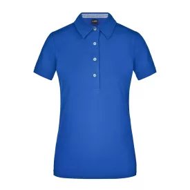   James&Nicholson női galléros póló Plain Piqué 195 királykék-fehér