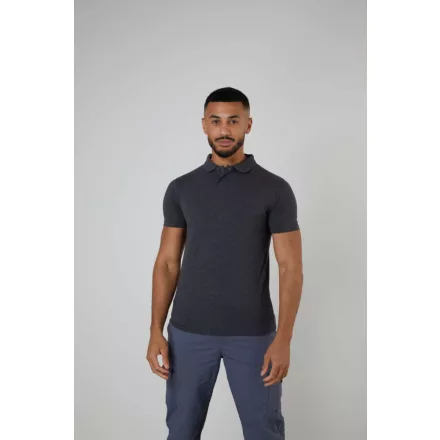 AWDis galléros póló Tri-Blend 200 melírozott fekete