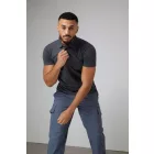 AWDis galléros póló Tri-Blend 200 melírozott fekete