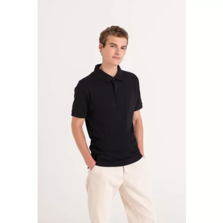 AWDis galléros póló Stretch 200 fekete