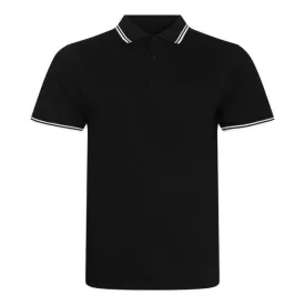 AWDis galléros póló Stretch Tipped 200 fekete-fehér