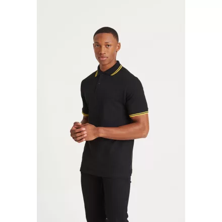 AWDis galléros póló Stretch Tipped 200 fekete-sárga