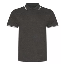   AWDis galléros póló Stretch Tipped 200 ébenszürke-fehér