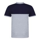AWDis galléros póló Colour Block 180 melírozott szürke-tengerkék