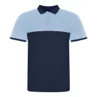 AWDis galléros póló Colour Block 180 tengerkék-égszínkék