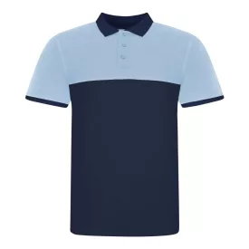   AWDis galléros póló Colour Block 180 tengerkék-égszínkék
