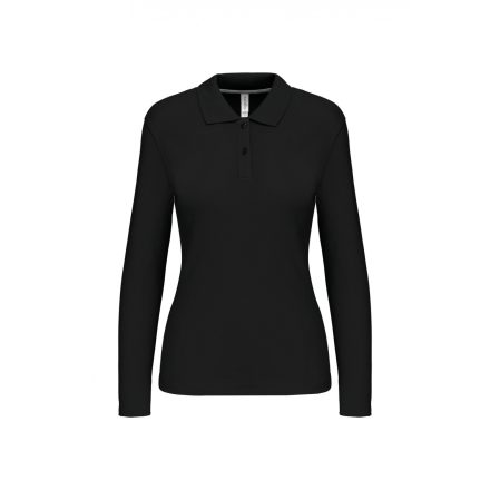 Kariban hosszú ujjú galléros női póló Piqué 220 fekete