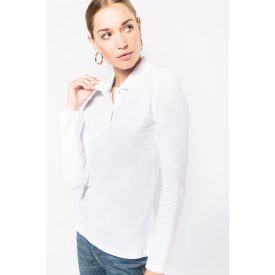   Kariban hosszú ujjú galléros női póló Piqué 220 fehér
