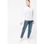 Kariban hosszú ujjú galléros női póló Piqué 220 fehér