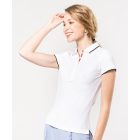 Kariban galléros női póló Contrast Piqué 220 fehér-tengerkék-fehér