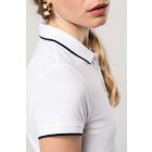 Kariban galléros női póló Contrast Piqué 220 fehér-tengerkék-fehér