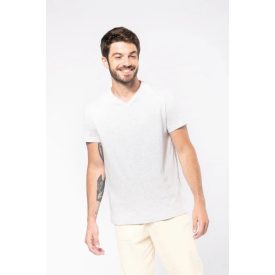 Kariban póló V-Neck T 180 melírozott hamuszürke