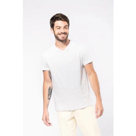 Kariban póló V-Neck T 180 melírozott hamuszürke