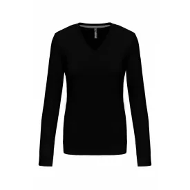 Kariban hosszú ujjú női póló V-Neck 180 fekete