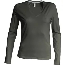 Kariban Ladies V-Neck T-Shirt longsleeve
