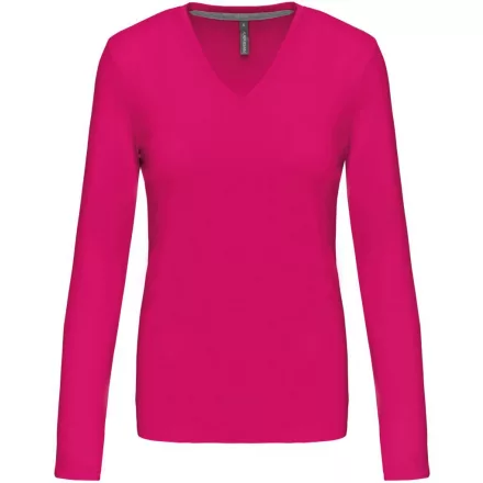 Kariban hosszú ujjú női póló V-Neck 180 fukszia