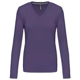 Kariban hosszú ujjú női póló V-Neck 180 lila