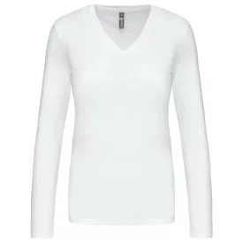 Kariban hosszú ujjú női póló V-Neck 180 fehér