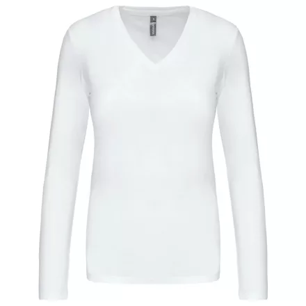 Kariban hosszú ujjú női póló V-Neck 180 fehér