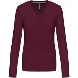 Kariban hosszú ujjú női póló V-Neck 180 bordó