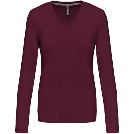 Kariban hosszú ujjú női póló V-Neck 180 bordó
