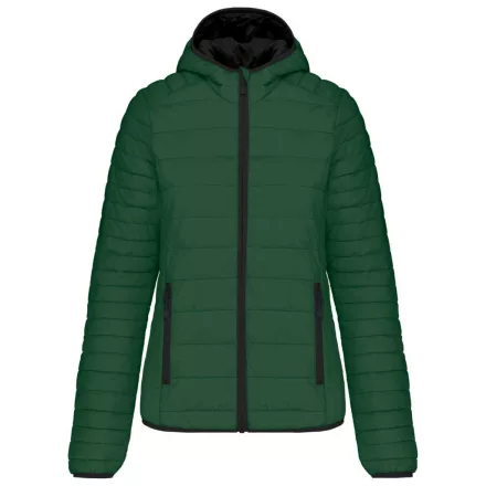 Kariban bélelt női dzseki Light Hooded 340 erdőzöld