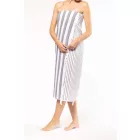 Kariban strandtörölköző Striped Fringed Fouta 380 fehér-füst