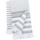 Kariban strandtörölköző Striped Fringed Fouta 380 fehér-füst