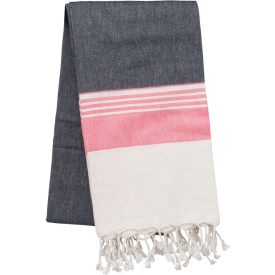   Kariban strandtörölköző Striped Fouta 145 sötétszürke-pink