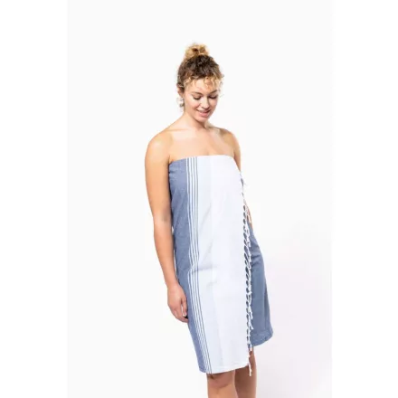 Kariban strandtörölköző Striped Fouta 145 farmer-égszínkék