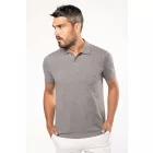 Kariban galléros póló Organic Piqué 180 melírozott szürke