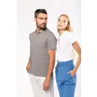Kariban galléros póló Organic Piqué 180 melírozott szürke