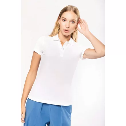 Kariban galléros női póló Organic Piqué 180 fehér