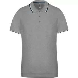 Kariban galléros póló Pique 220 szürke-tengerkék-fehér