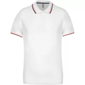 Kariban galléros póló Pique 220 fehér-tengerkék-piros
