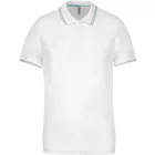 Kariban galléros póló Pique 220 fehér-égszínkék-világosszürke