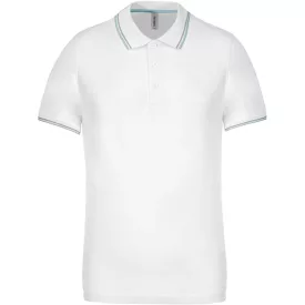   Kariban galléros póló Pique 220 fehér-égszínkék-világosszürke