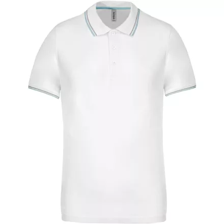 Kariban galléros póló Pique 220 fehér-égszínkék-világosszürke