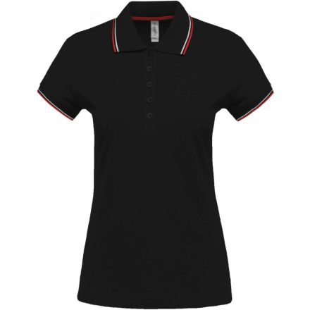 Kariban női galléros póló Pique 220 fekete-piros-fehér