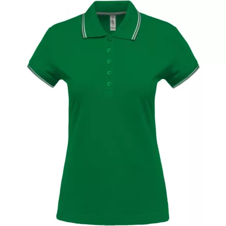 Kariban női galléros póló Pique 220 fűzöld-világosszürke-fehér