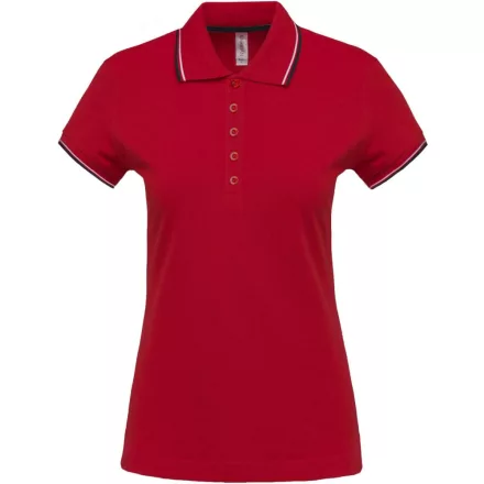 Kariban női galléros póló Pique 220 piros-tengerkék-fehér