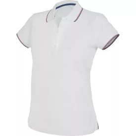   Kariban női galléros póló Pique 220 fehér-tengerkék-piros