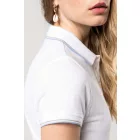 Kariban női galléros póló Pique 220 fehér-égszínkék-világosszürke