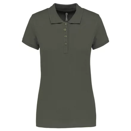 Kariban galléros női póló Piqué 180 sötét khaki