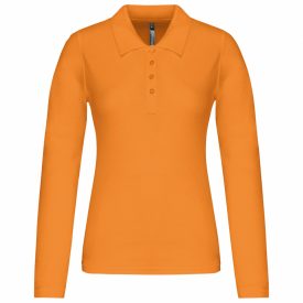   Kariban hosszú ujjú galléros női póló Pique 180 narancssárga