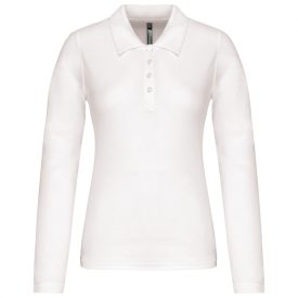 Kariban hosszú ujjú galléros női póló Pique 180 fehér
