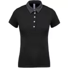 Kariban galléros női póló Two-Tone Jersey 180 fekete-melírozott sötétszürke