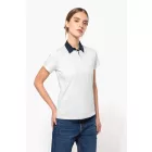 Kariban galléros női póló Two-Tone Jersey 180 fehér-tengerkék