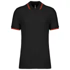 Kariban galléros póló Striped Pique 180 fekete-piros